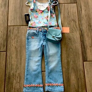 Sky blue floral 3-piece outfit